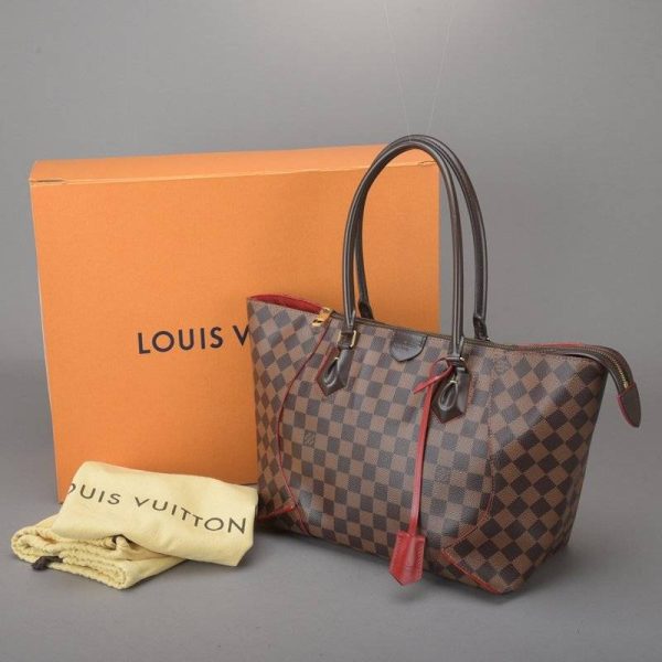 040706 606 0 Louis Vuitton Kaisa Tote MM Handbag Damier Leather Brown