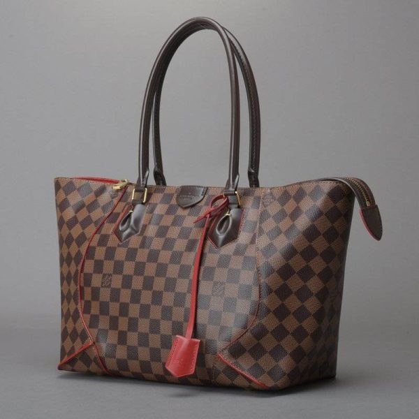 040706 606 1 Louis Vuitton Kaisa Tote MM Handbag Damier Leather Brown