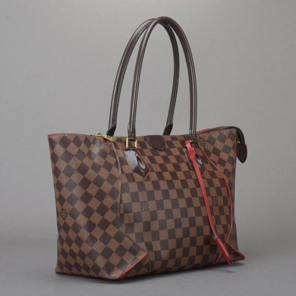 040706 606 3 Louis Vuitton Kaisa Tote MM Handbag Damier Leather Brown