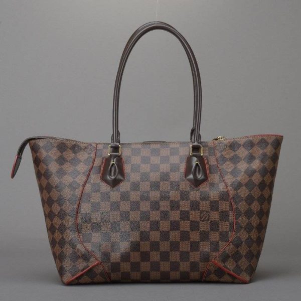 040706 606 4 Louis Vuitton Kaisa Tote MM Handbag Damier Leather Brown