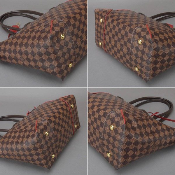 040706 606 5 Louis Vuitton Kaisa Tote MM Handbag Damier Leather Brown