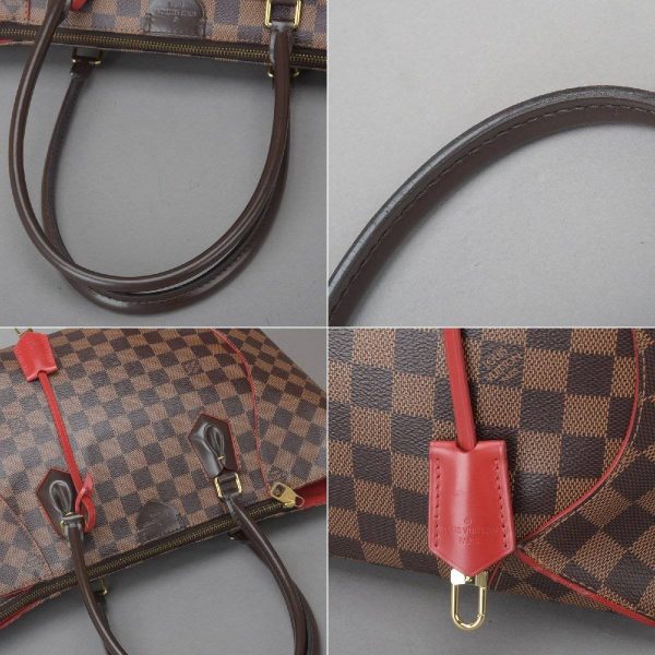 040706 606 6 Louis Vuitton Kaisa Tote MM Handbag Damier Leather Brown