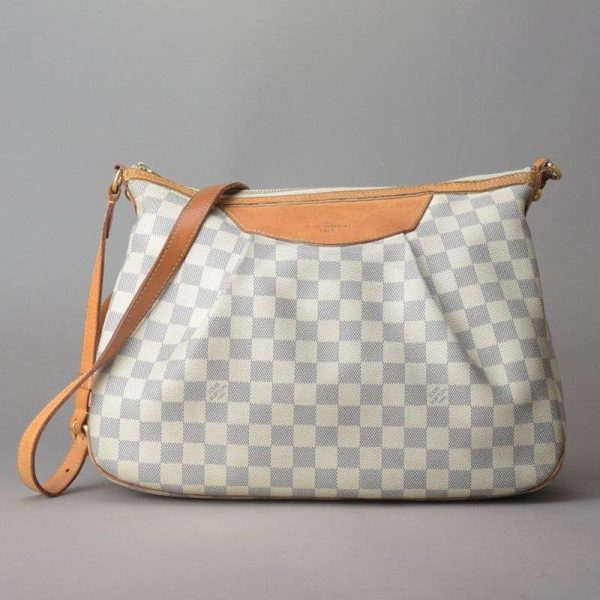 040713 05 0 Louis Vuitton Siracusa MM Shoulder Bag Damier Azur Leather