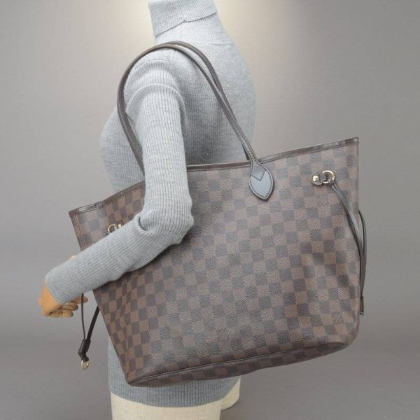 041102 16 4 Louis Vuitton Neverfull MM Tote Bag Damier Leather Brown