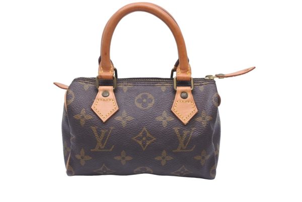 1 Louis Vuitton Mini Speedy Handbag Monogram Brown Leather