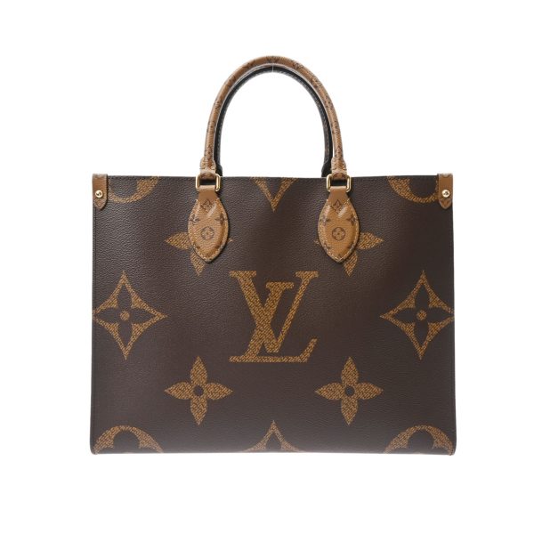 1 Louis Vuitton Monogram Reverse On The Go MM Monogram Canvas 2 Way Bag Brown