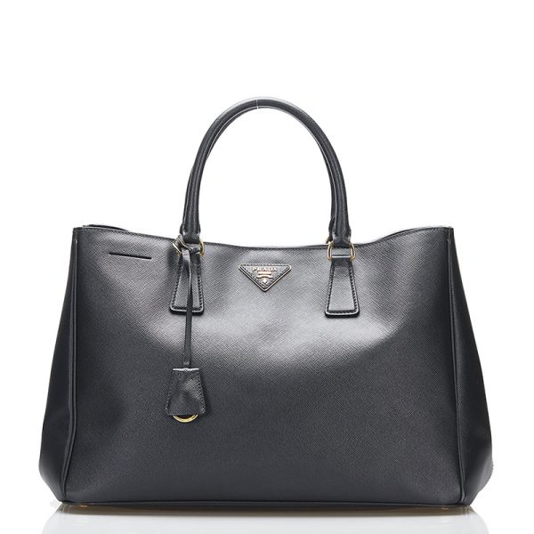 1 Prada Saffiano Handbag Black Leather