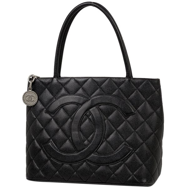 1 Chanel Reprint Cocomark CC Tote Bag Caviar Black