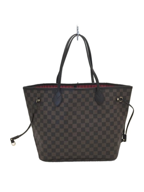 1 Louis Vuitton Neverfull MM Hand Bag Damier Ebene Brown PVC