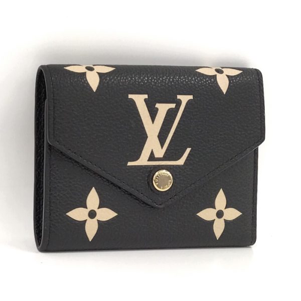 1 Louis Vuitton Portefeuille Victorine Trifold Wallet Monogram Empreinte Leather Noir Black