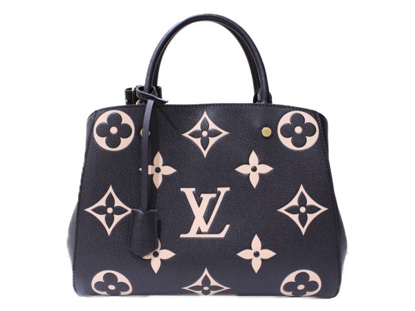 1 Louis Vuitton Montaigne MM Handbag Shoulder Bag Emplant Noir Black