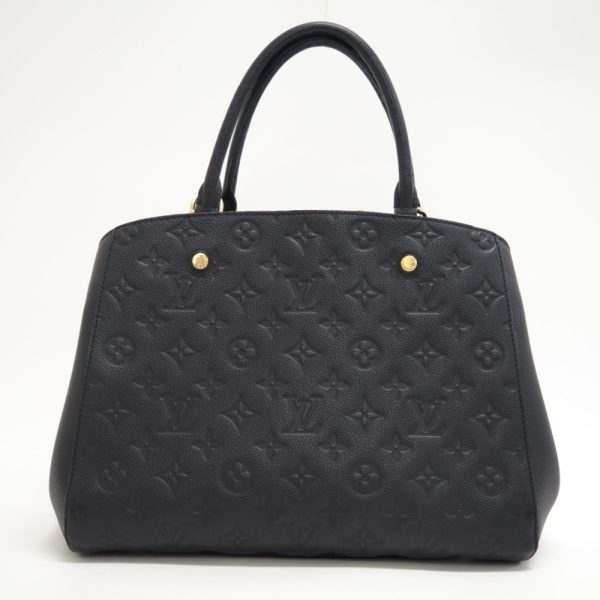 1 Louis Vuitton Montaigne MM Monogram Emplant Handbag Black
