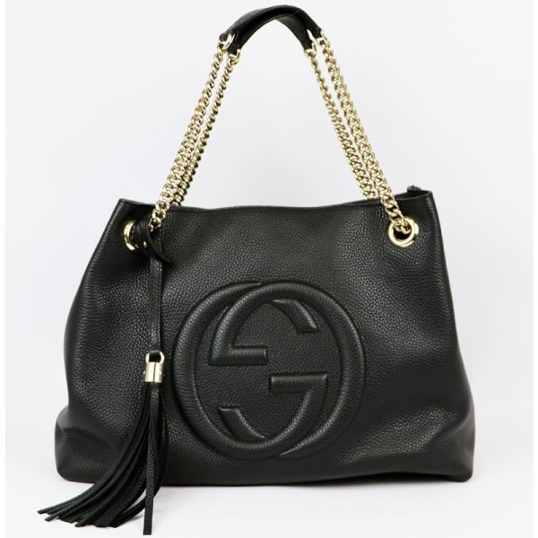 1 Gucci soho Chain Shoulder Bag Leather Nero Black