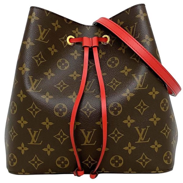 1 Louis Vuitton Shoulder Bag Neonoe Brown Red Coquelicot Monogram