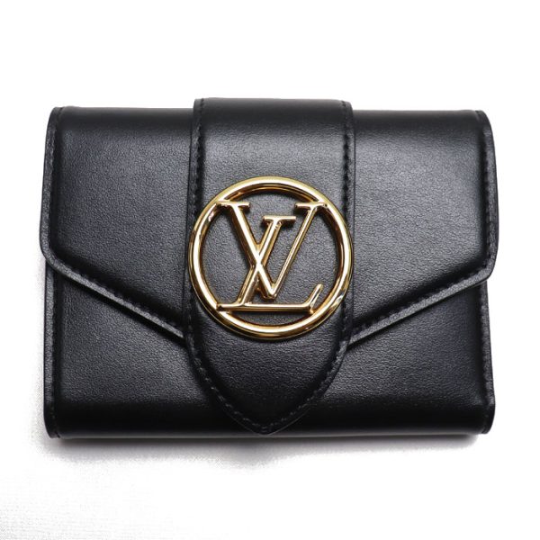 1 Louis Vuitton Portefeuille Pont Neuf Compact Trifold Wallet Black