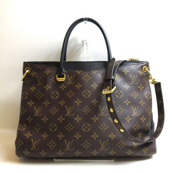 1 Louis Vuitton Pallas Black Handbag Shoulder 2 Way Bag Monogram