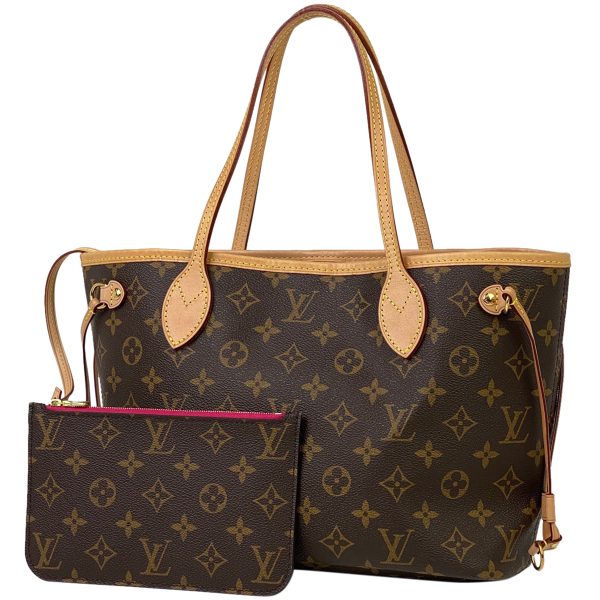 1 Louis Vuitton Neverfull PM Handbag Tote Bag Monogram Brown