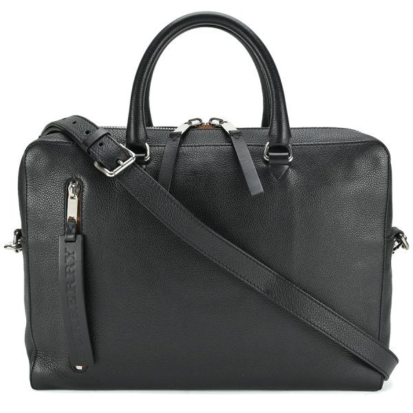 1 Burberry 2way Business Bag Briefcase Leather Canvas Black