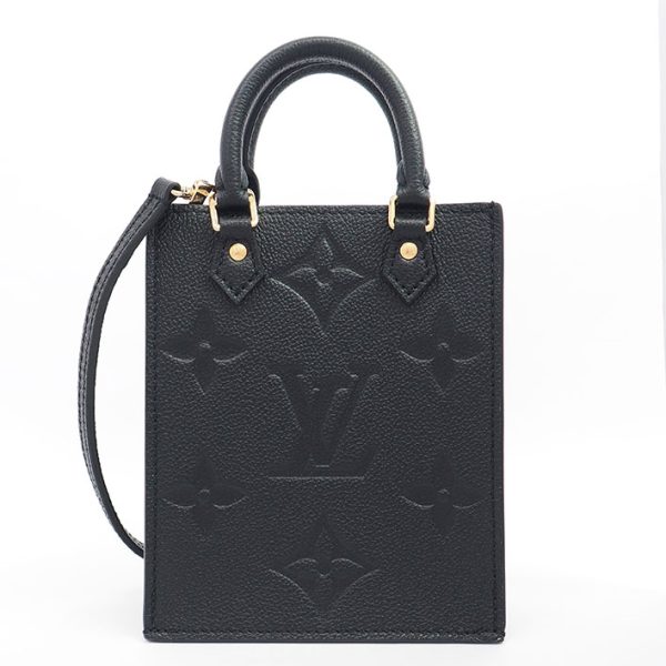 1 Louis Vuitton Petite Sac Plat Monogram Emplant Noir Black