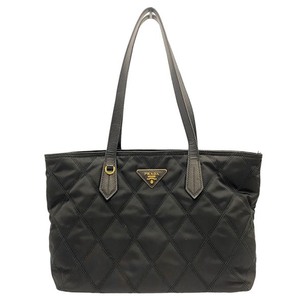 1 Prada Quilted Tote Bag Nylon Leather Black