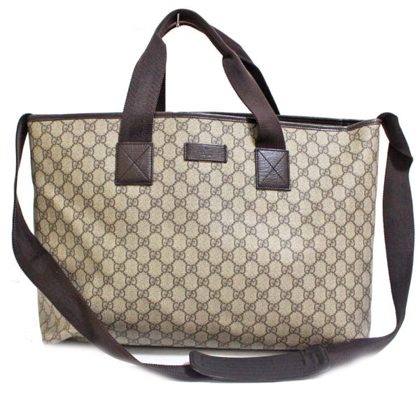 1 Gucci 2way GG Pattern Tote Bag Brown PVC Leather