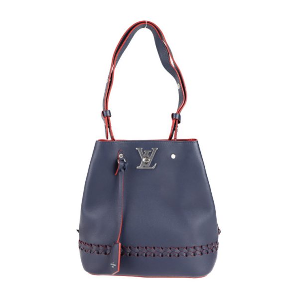 1 Louis Vuitton Lock Me Bucket Shoulder Bag Leather Marine Rouge