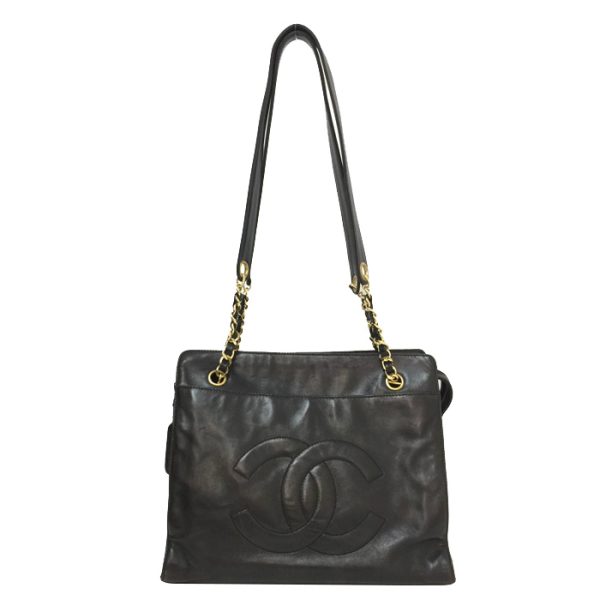 1 Chanel Here Mark Chain Tote Bag Dark Brown