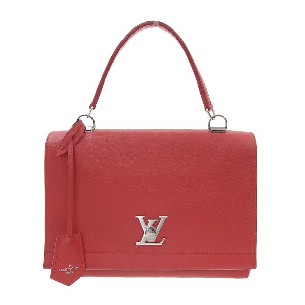 1 Louis Vuitton Lock Me 2 Handbag Calf Leather Ruby ​​red