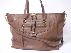 1 CELINE Macadam 2WAY Handbag Leather Brown