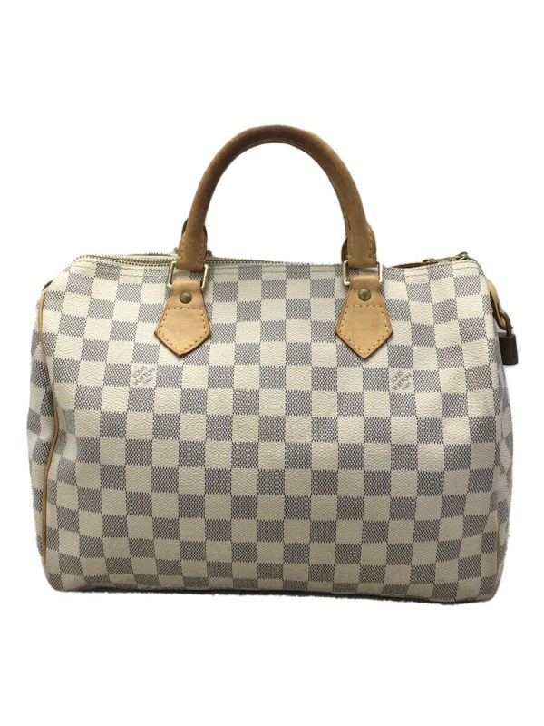 1 Louis Vuitton Speedy Bandouliere Hand Bag Damier Azur White