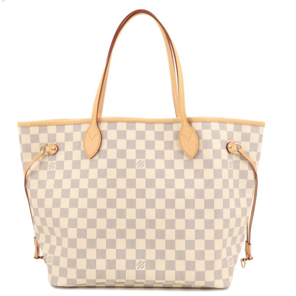 1 Louis Vuitton Damier Azur Neverfull MM Tote Bag Rose Ballerine