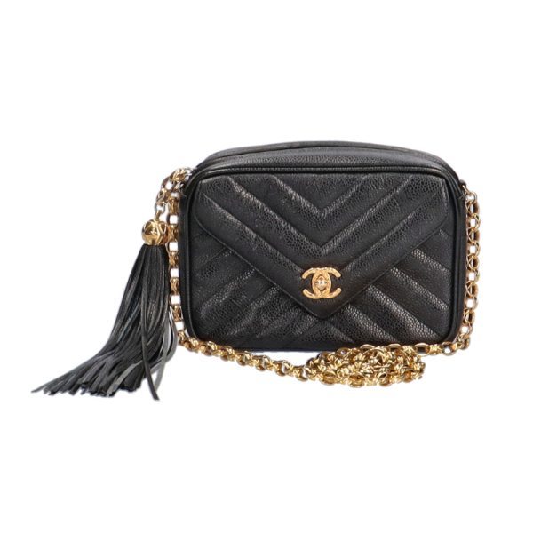 1 Chanel Tassel Chain Shoulder Bag Matte Caviar