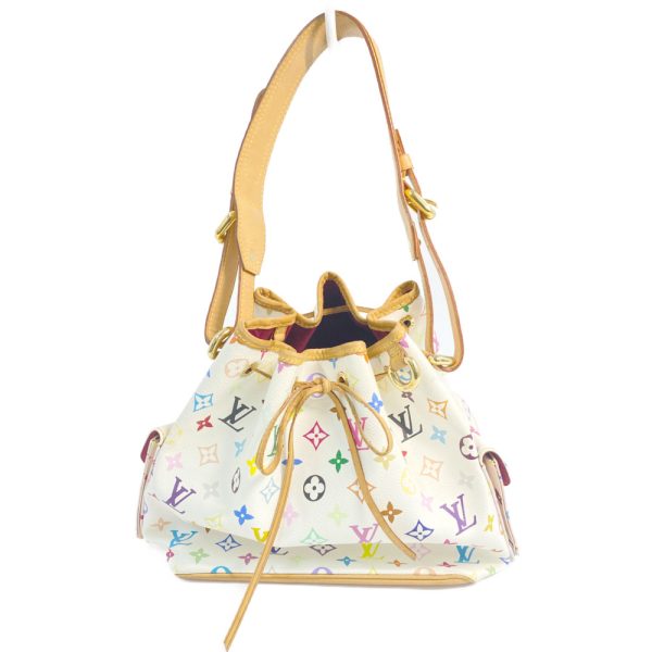 1 Louis Vuitton Bucket Noe Drawstring Multicolor Canvas Shoulder Bag White