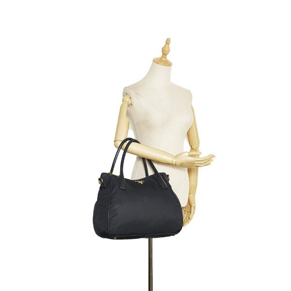 10 Prada Navy Nylon Leather Handbag