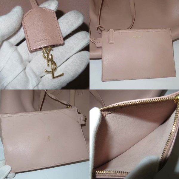 10 Saint Laurent Leather Tote Bag With B Rank Pink Pouch