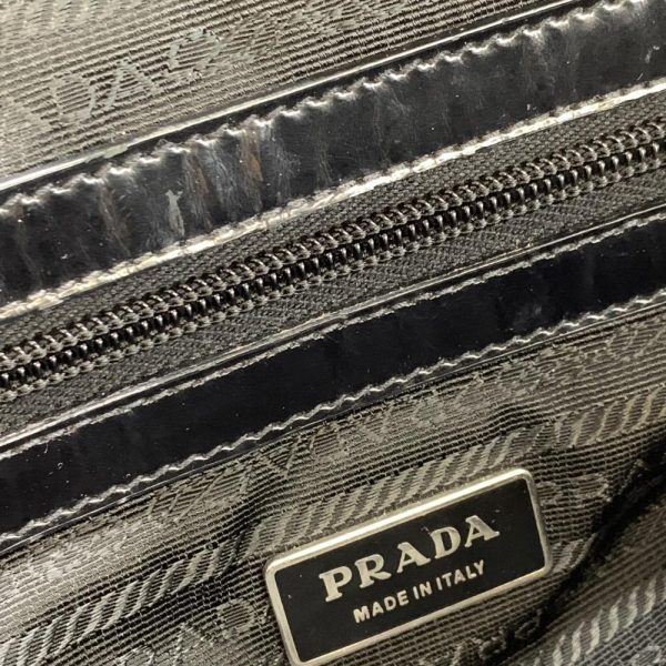 10 Prada Nylon Handbag Enamel Big Logo Black