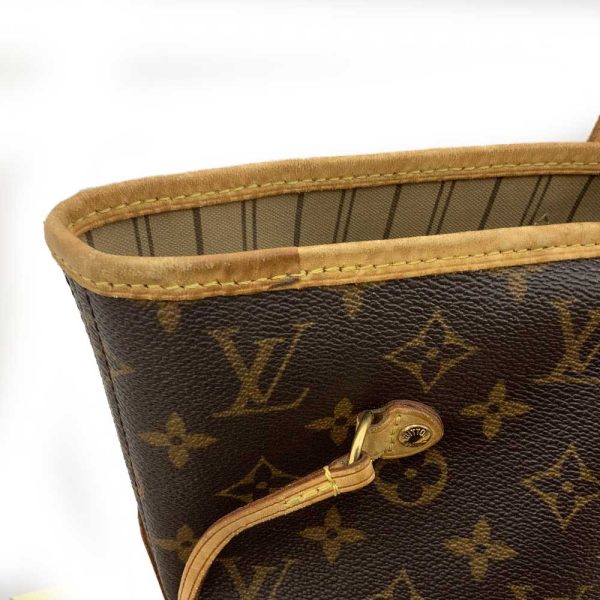 10 Louis Vuitton Neverfull MM Tote Bag Monogram Leather Brown Shopping Bag