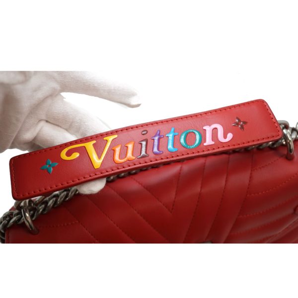 12 Louis Vuitton New Wave Chain Shoulder Bag Monogram Silver Ecarlad Red Bag