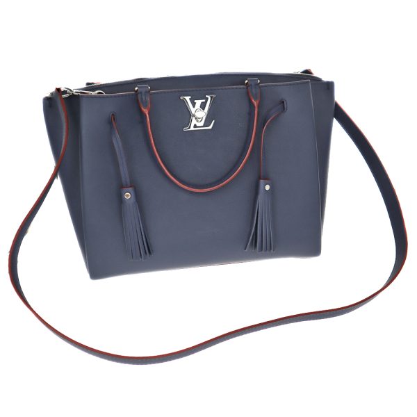 12 Louis Vuitton LockMe Grain Calf Leather Navy Red Marine