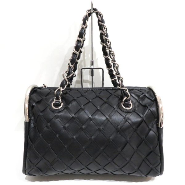 12 ch210502 1 01 Chanel Intre Leather Chain Shoulder Bag A Rank Black