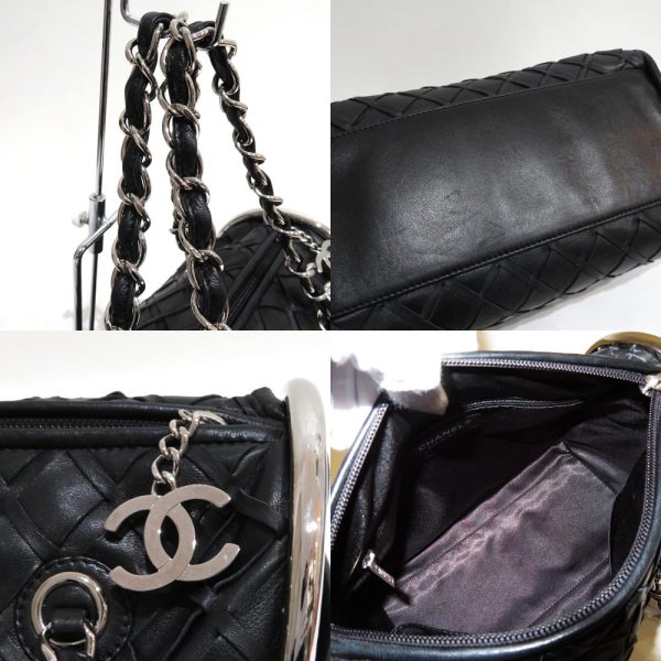 12 ch210502 1 06 Chanel Intre Leather Chain Shoulder Bag A Rank Black