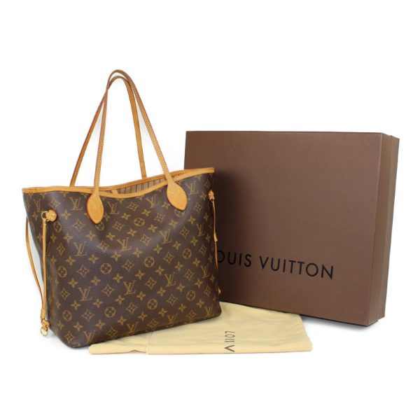 18 Louis Vuitton Neverfull MM Handbag Tote Bag Monogram Brown