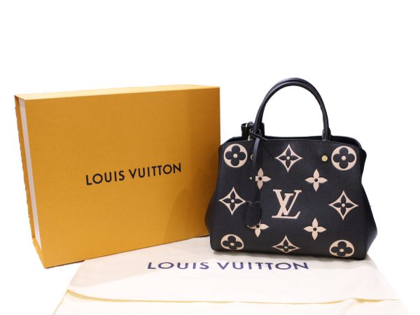 19 Louis Vuitton Montaigne MM Handbag Shoulder Bag Emplant Noir Black