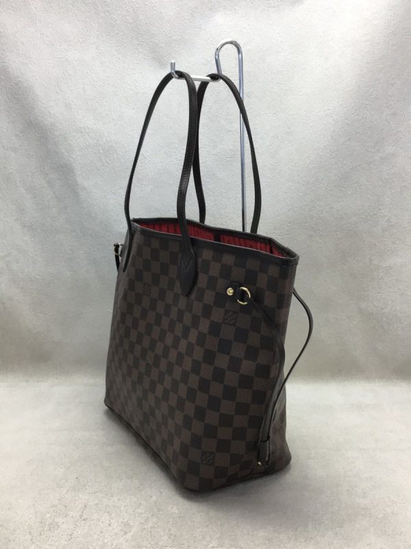 2 Louis Vuitton Neverfull MM Hand Bag Damier Ebene Brown PVC