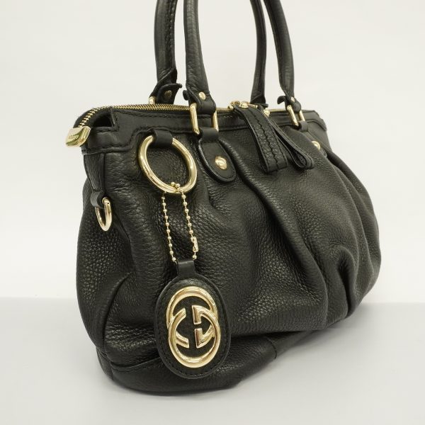 2 Gucci Tote Bag Suki Leather Black Gold Metal Fittings