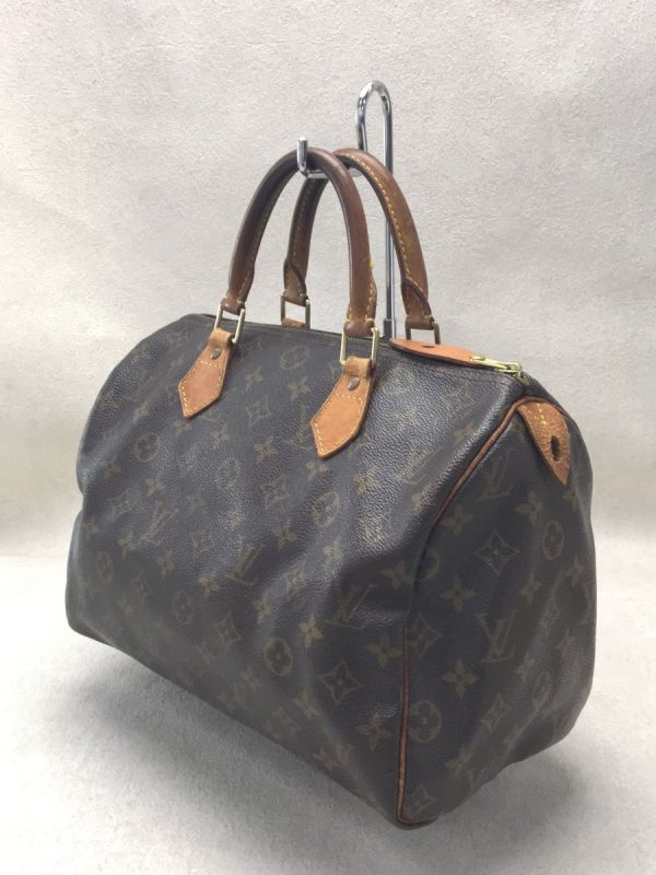 2 Louis Vuitton Speedy 30 Hand Bag Monogram Canvas PVC Brown