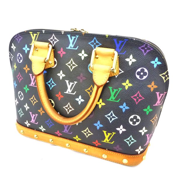 2 Louis Vuitton Alma Multicolor Noir Black Studs Cute Monogram Handbag