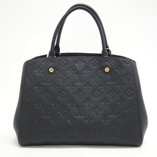 2 Louis Vuitton Montaigne MM Monogram Emplant Handbag Black