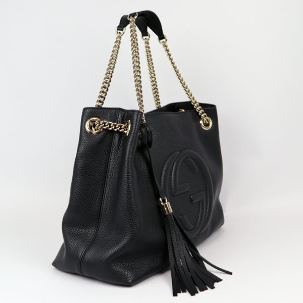 2 Gucci soho Chain Shoulder Bag Leather Nero Black