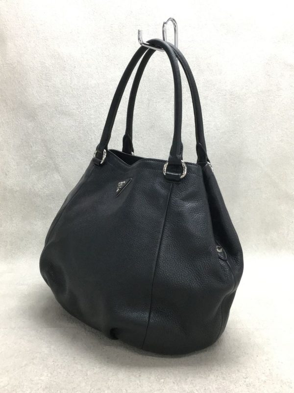 2 Prada Tote Bag Leather Black Plain Bag